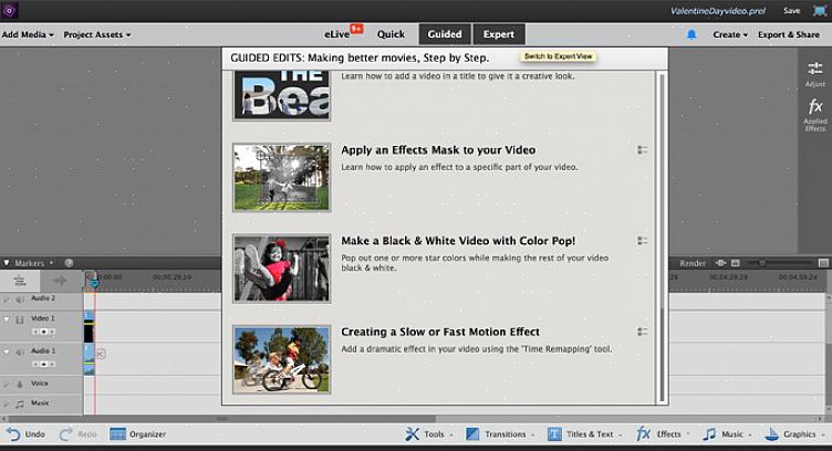 Adobe Premier Elementsin erikoistehosteet tarjoavat käyttäjille työkaluja