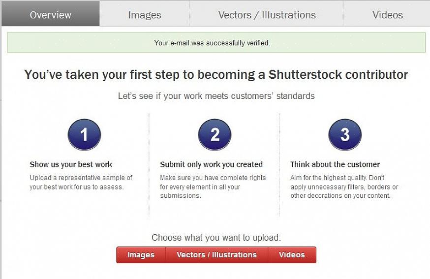 Kun sinut on hyväksytty Shutterstockin myyjäksi