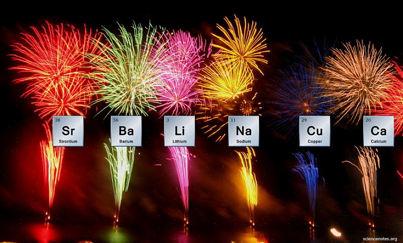 Yleinen "tulivoima" ovat peräisin erityyppisten metallisuolojen kemiallisista reaktioista