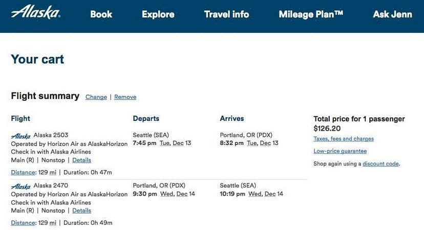 Alaska Airlinesin varausjärjestelmä antaa sinulle mahdollisuuden valita arvioitu lähtöaika