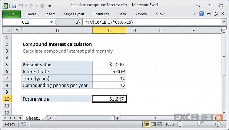 Excelin peruskaava yhdistetylle korolle on seuraava